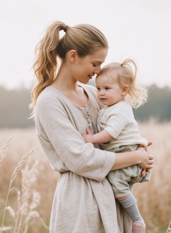 A guide to the mental load of motherhood main image - a mother holding her child outdoors.